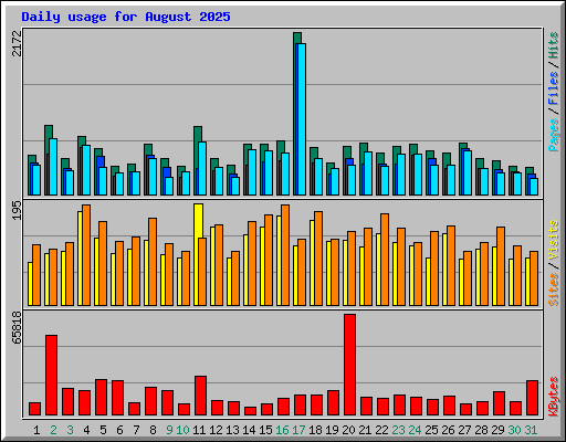 Daily usage for August 2025