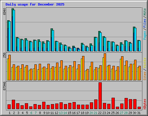 Daily usage for December 2025